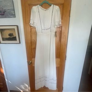 White cottage core French reformation wedding dress